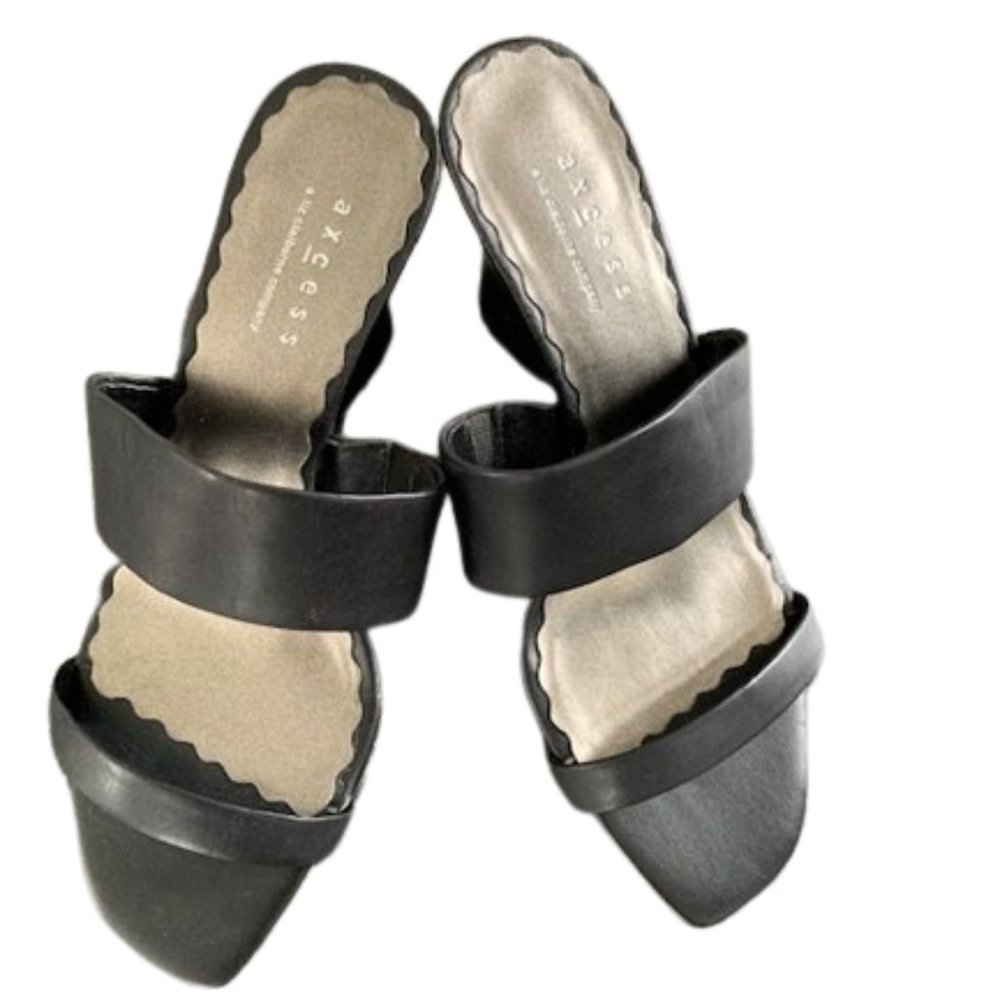 Axcess Black Leather Wedges - NWOT!